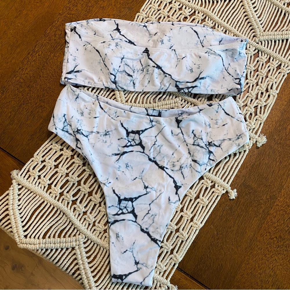 SHEIN Marble Bikini Swimsuit - Picture 2 of 6